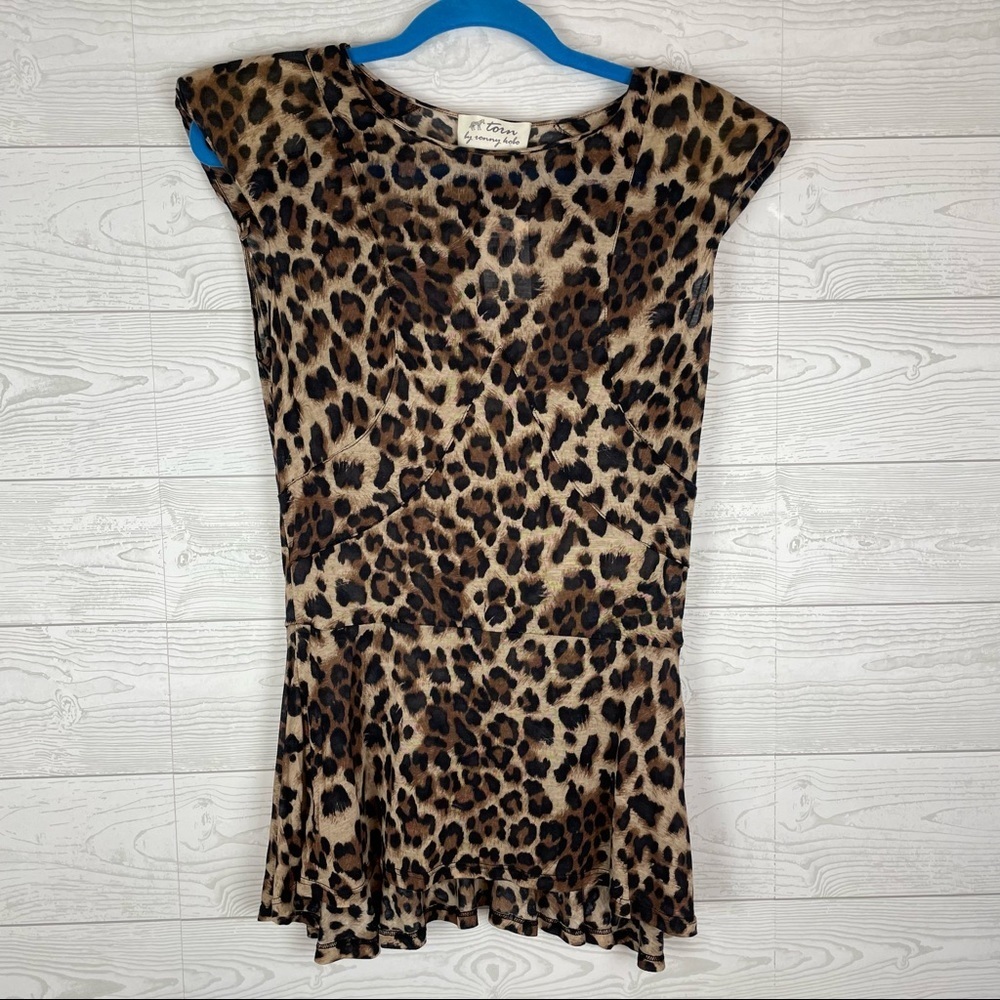 Torn by Ronny Kobo Leopard Print Blouse NWT Size Large